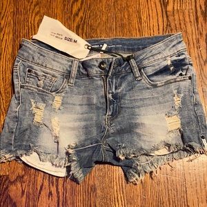 light blue jean shorts